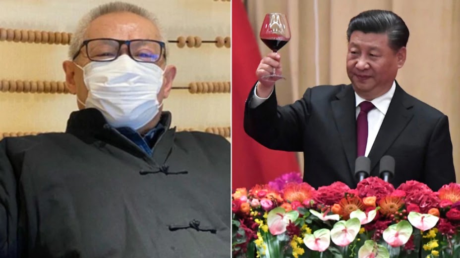 Ren Zhiqiangm, left, the missing tycoon and social media star. On the right, Chinese president Xi Jinping